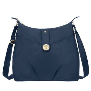 Baggallini Helsinki Travel Crossbody Black Pacific Gold Hardware Hobo Purse Bag